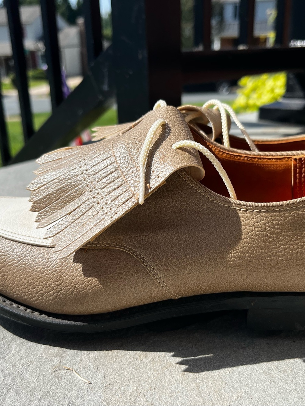 Women’s Tan Fringe Lace-Up vintage golf  Shoes